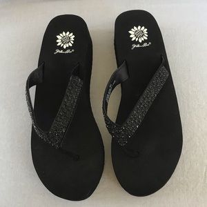 NWOT Yellow Box Rhinestone Sandals, Leather Upper